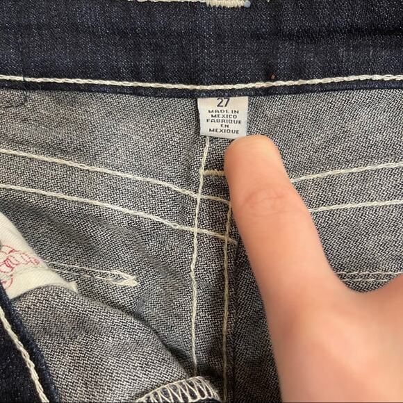 True Religion Slim Straight Jeans SZ 27 bling pocket dark wash - Picture 6 of 8